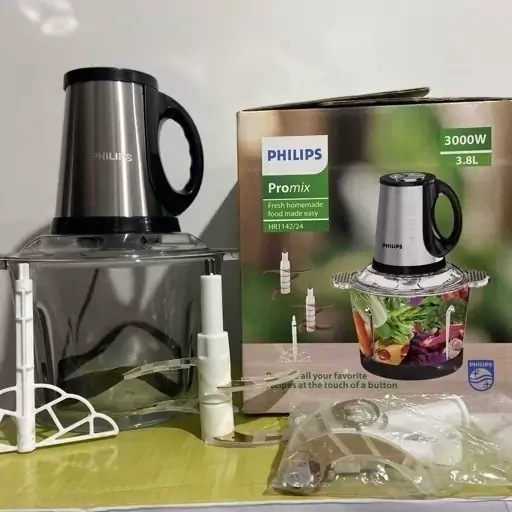خردکن فیلیپس philips توان 3000 وات 4+6 تیغه طلایی کاسه شیشه ای 3/8 لیتری