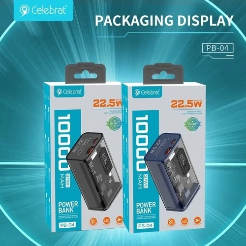 پاوربانک سلبریت مدل PB04 ظرفیت 10000 میلی آمپر  ساعت با شارژ سریع و نمایشگر LED