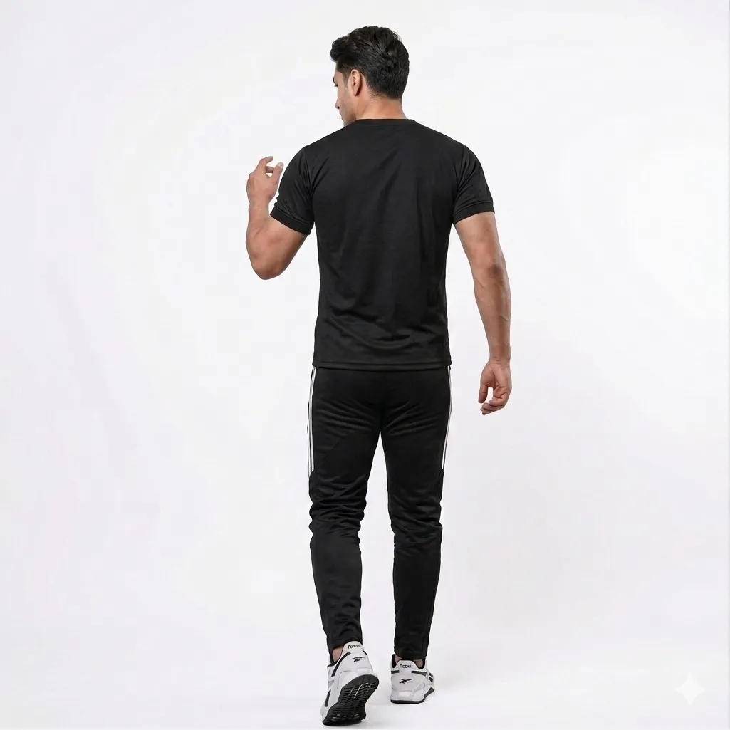 ست تیشرت و شلوار مردانه مدل REBOB جنس مولینه رنگ مشکی سایز L تا 2XL