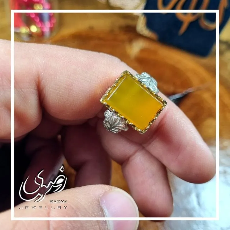 انگشتر نقره زنانه طرح فریما با نگین شرف الشمس