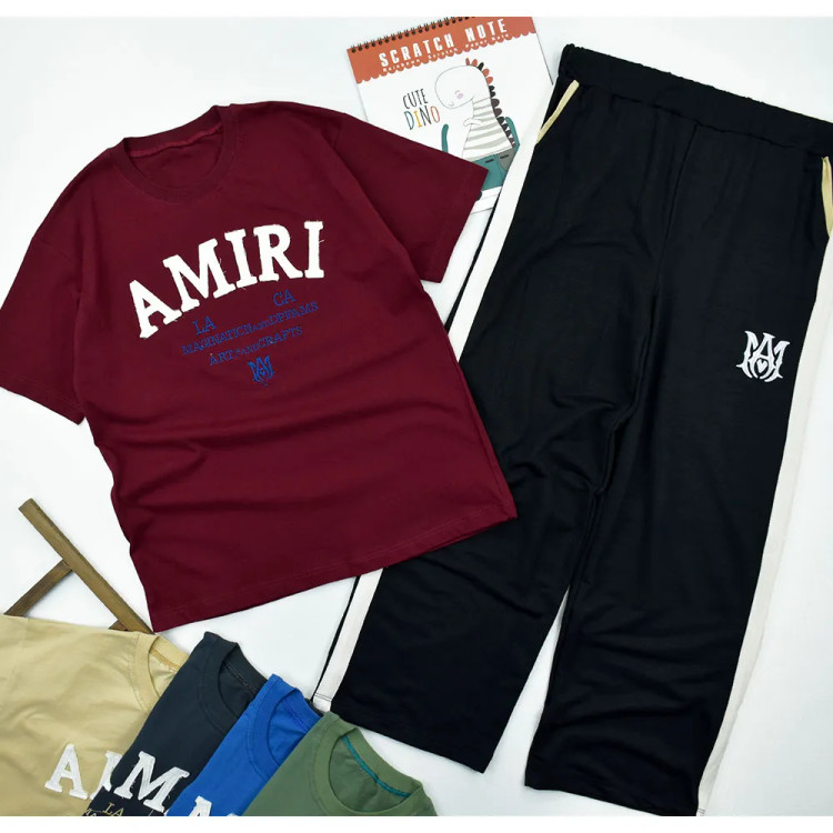 ست تیشرت و شلوار بگ پسرانه طرح AMIRI جنس پنبه ای