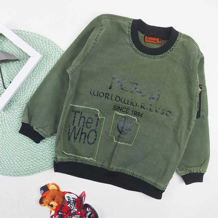 بلوز پسرانه جین سنگشور طرح شیر یقه گرد