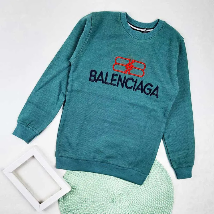 بلوز پسرانه یقه گرد طرح BALENCIAGA پارچه پنبه کبریتی