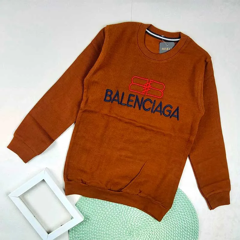 بلوز پسرانه یقه گرد طرح BALENCIAGA پارچه پنبه کبریتی