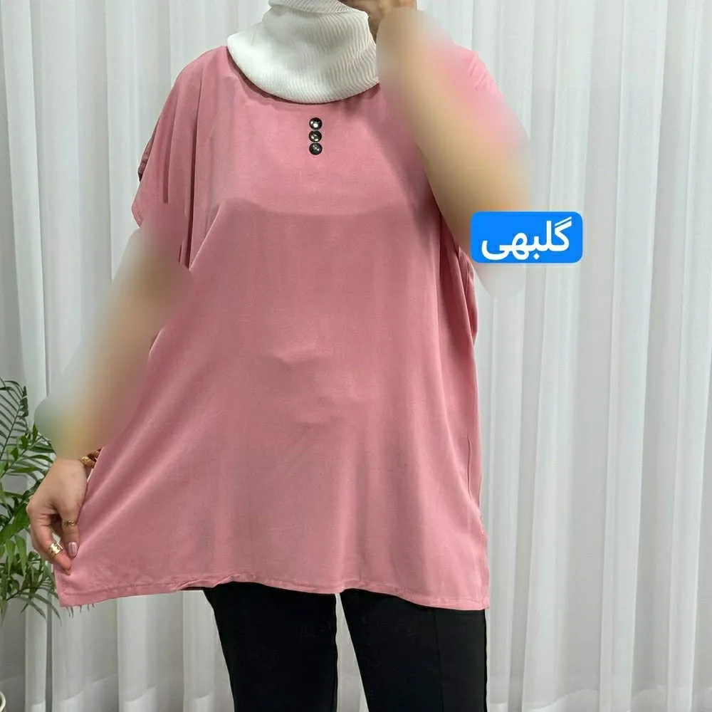 تاپ زنانه نخی شسته شده فری سایز مناسب تا سایز 50 چهارفصل تنخور آزاد و راحت