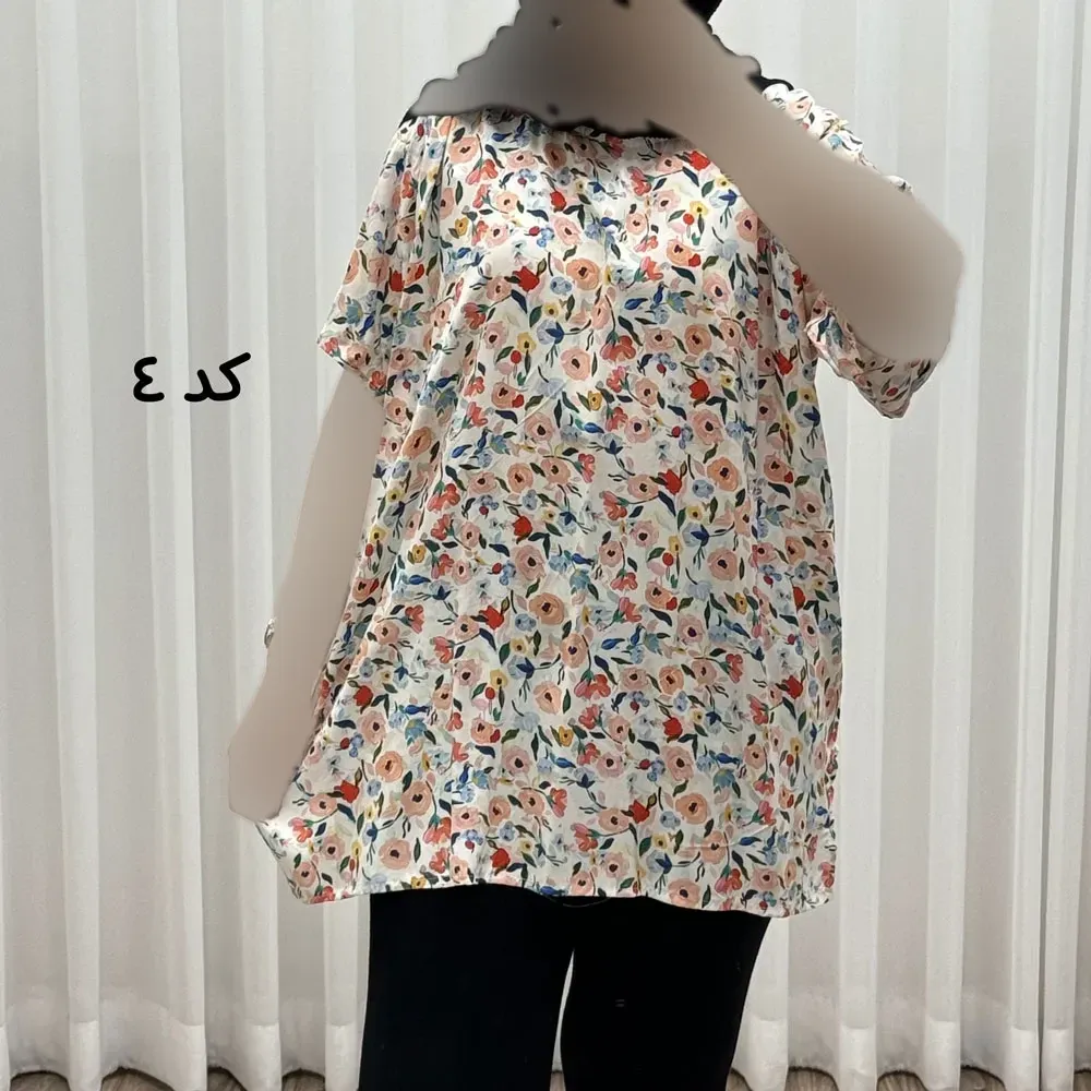 تیشرت نخی زنانه دکمه دار فری سایز مناسب تا سایز 52
