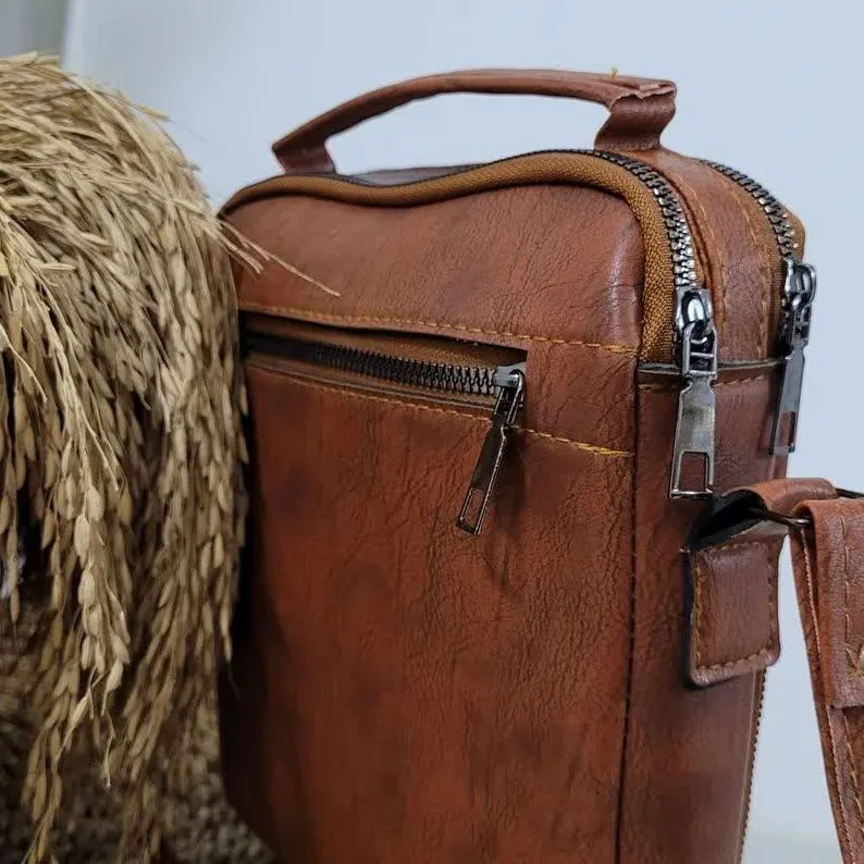 کیف دوشی جیپ مدل 5 زیپ سایز بزرگ چرم صنعتی سوگو زنانه و مردانه
