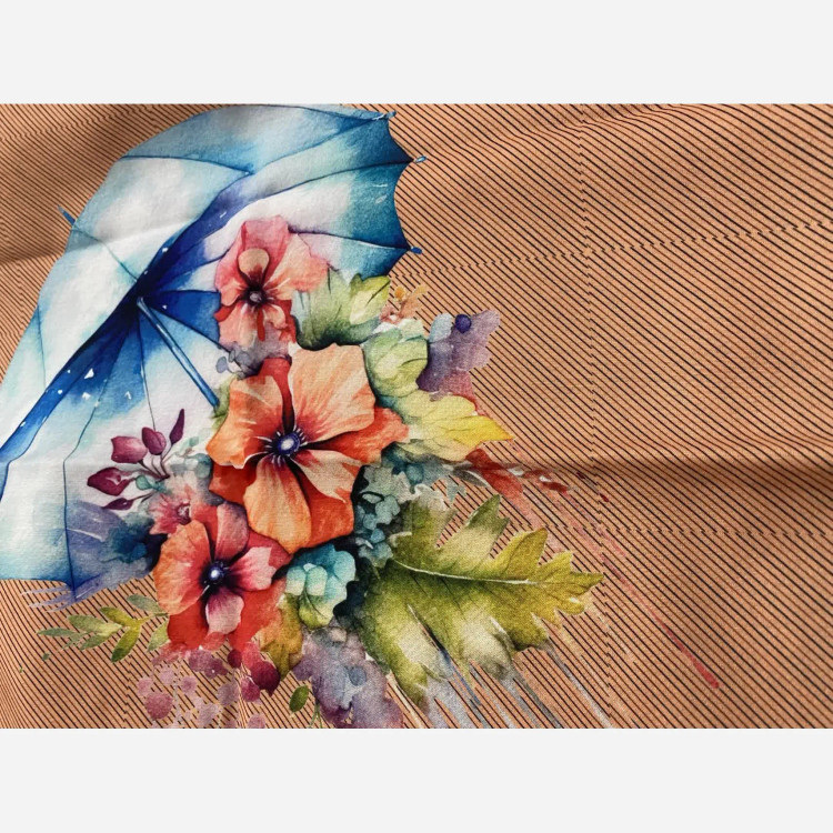 روسری نخ کاستوم طرح بلا نارنجی چتر دار قواره بزرگ 140 سانتی متر