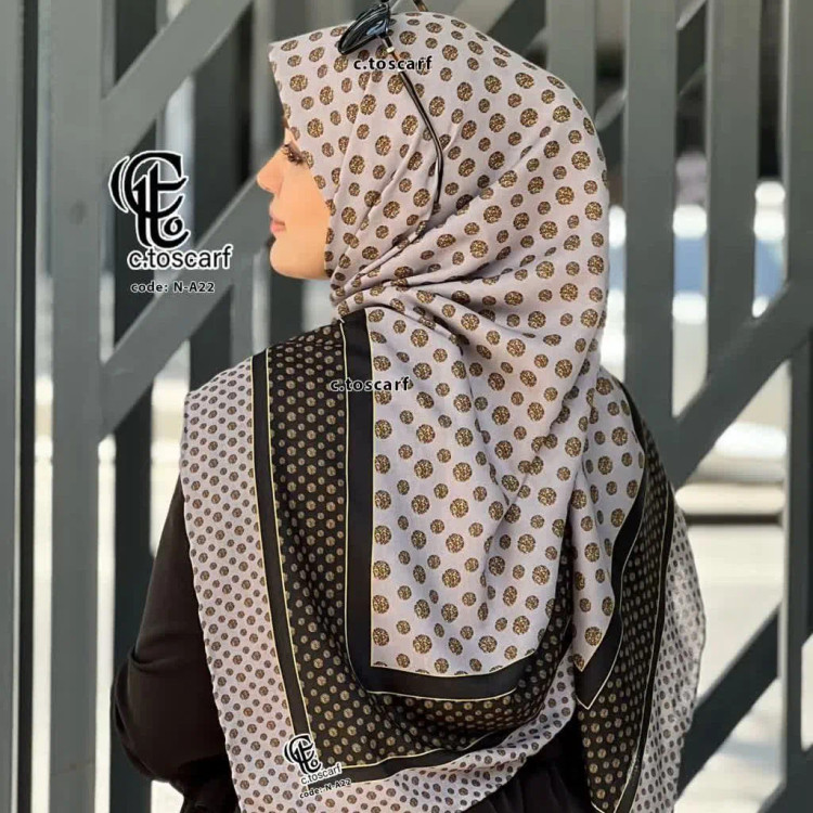 روسری نخ کاستوم طرح خال خال اکلیلی قواره بزرگ 140 سانتیمتر
