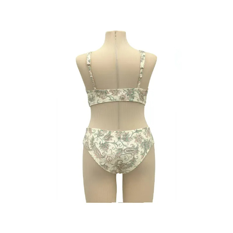 مایو بیکینی دو تیکه زنانه شورت دو رو جلو بند طرحدار سایز L استرج کاپدار