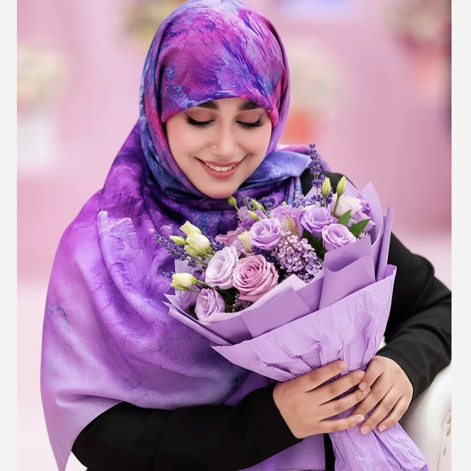 روسری مجلسی طرح ابرا نخ کاستوم سایز 140