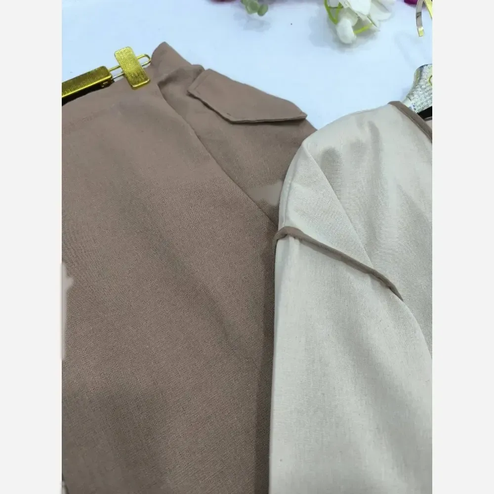 کت و دامن زنانه طرح خرسی جنس لینن در سه رنگ متنوع سایز 1 و 2