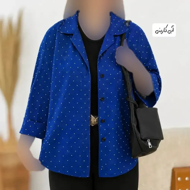 شومیز زنانه نگین دار جنس پری سایز بزرگ 46 تا 50