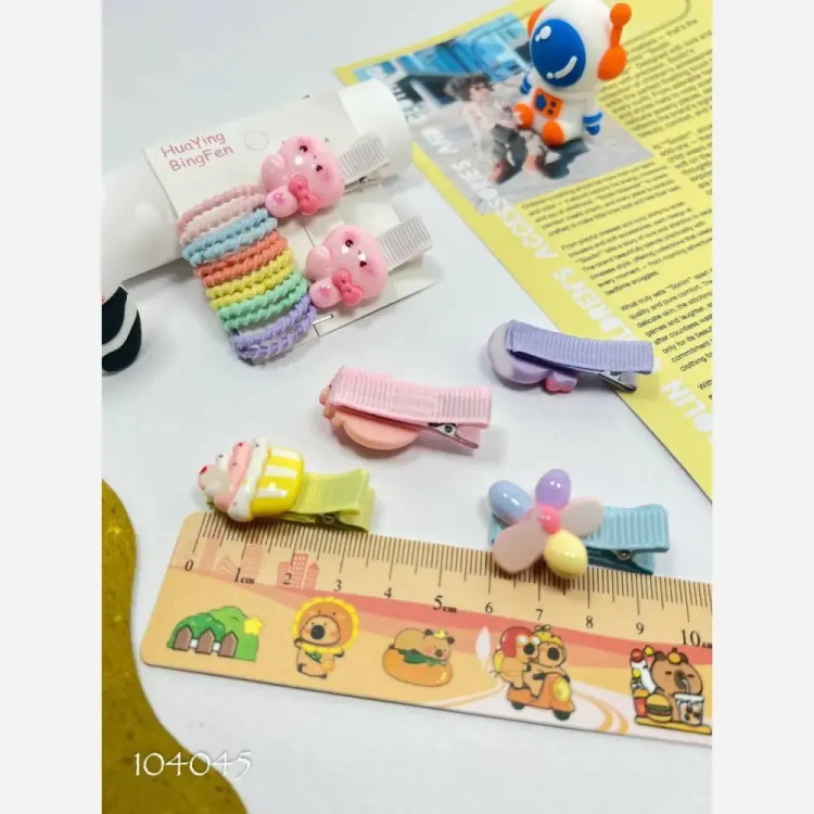پک کش و گیره مو دخترانه (12 عدد کش و 2 عدد گیره انبری)