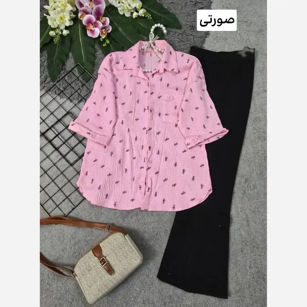 شومیز زنانه نگین دار جنس ینزی فری سایز رنگ پاستیلی