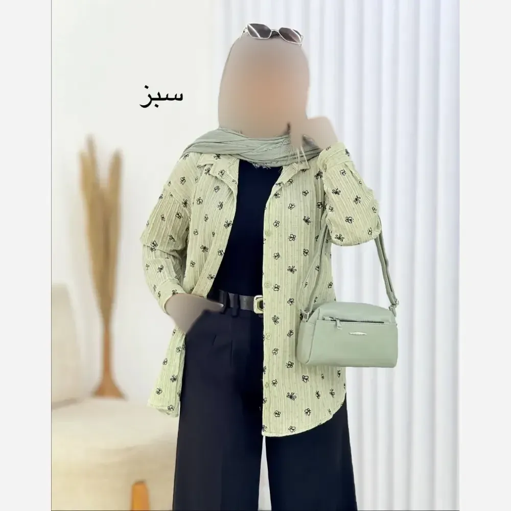 شومیز زنانه نگین دار جنس ینزی فری سایز رنگ پاستیلی
