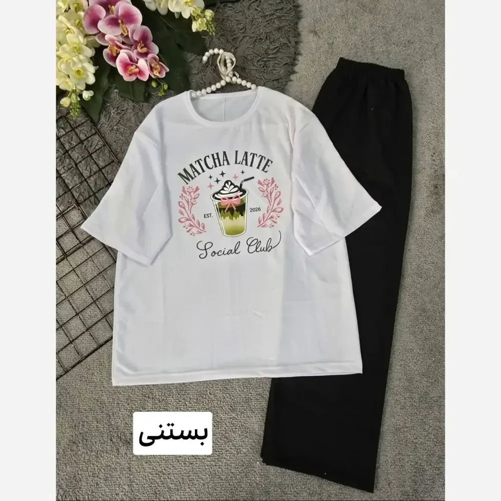 ست تیشرت و شلوار زنانه طرح سامر جنس پنبه گلکسی فری سایز 38 تا 46