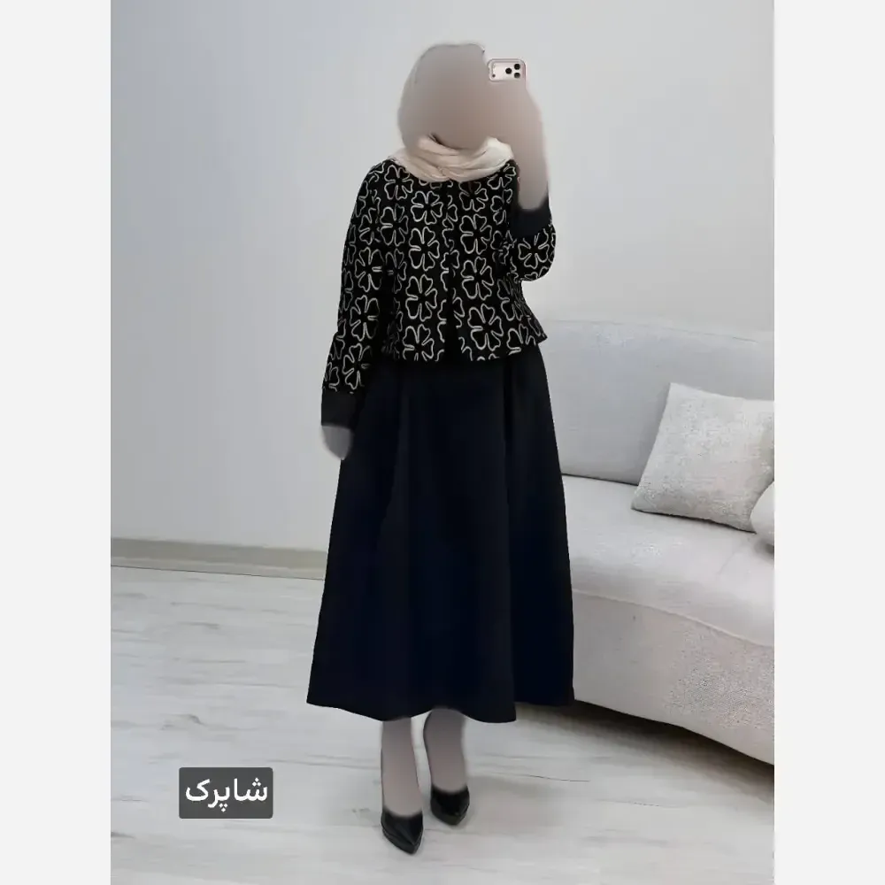 ست کت و سارافون زنانه مدل هما جنس پرشیا و تافته فری سایز 38 تا 46