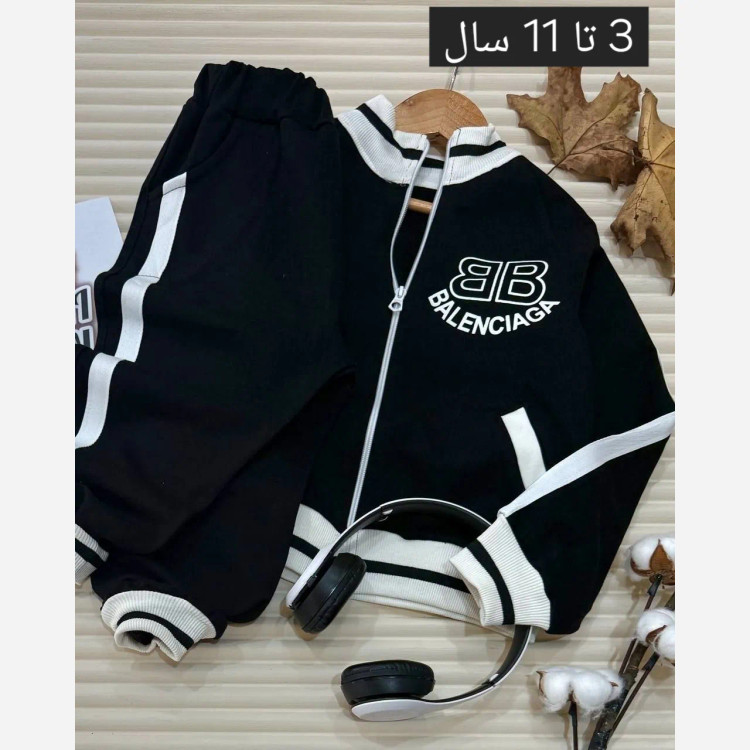 ست سویشرت شلوار بچگانه دورس دو نخ پنبه مدل بالنسیاتک مناسب 3 تا 13 سال
