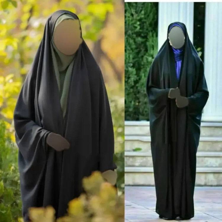 چادر خبرنگاری زنانه مدل کارمندی جنس کرپ حریرالاسود رنگ مشکی