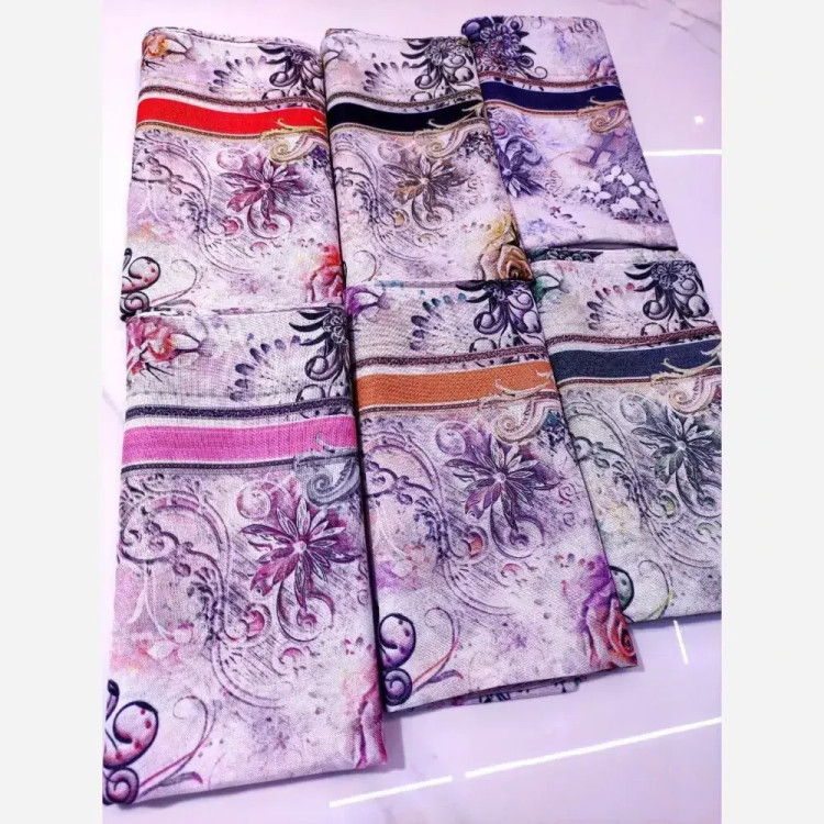 فروش عمده روسری نخی قواره یک متری دوردوخت (بسته 150 عددی)