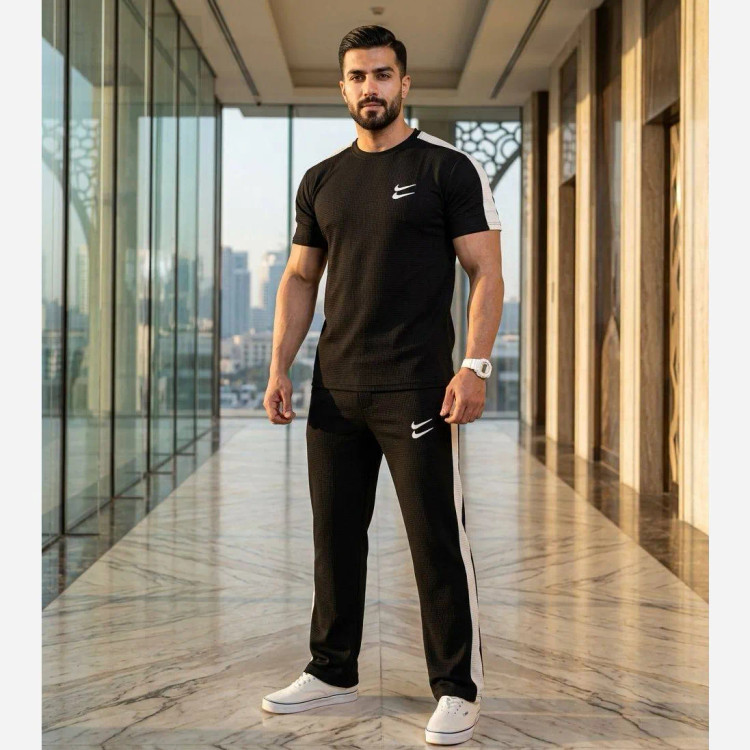 ست تیشرت و شلوار مردانه نایک جنس بیسکوییتی با کشسانی بالا
