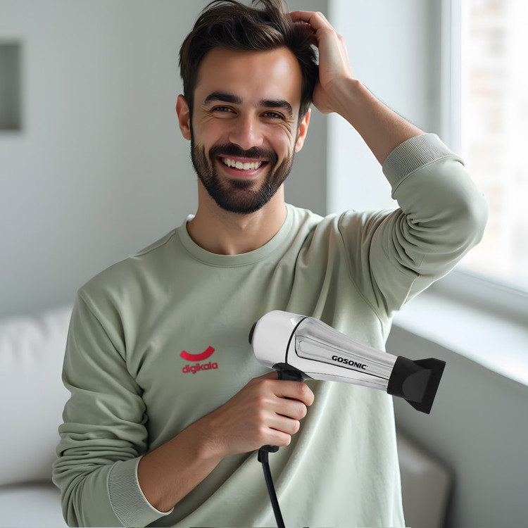 سشوار حرفهای 1800 وات گوسونیک مدل GHD-229، موتور AC، وزن 892 گرم، دارای سری متمرکزکننده پهن با ویژگی حجمدهندگی، با قابلیت فناوری تولید یون، باد سرد