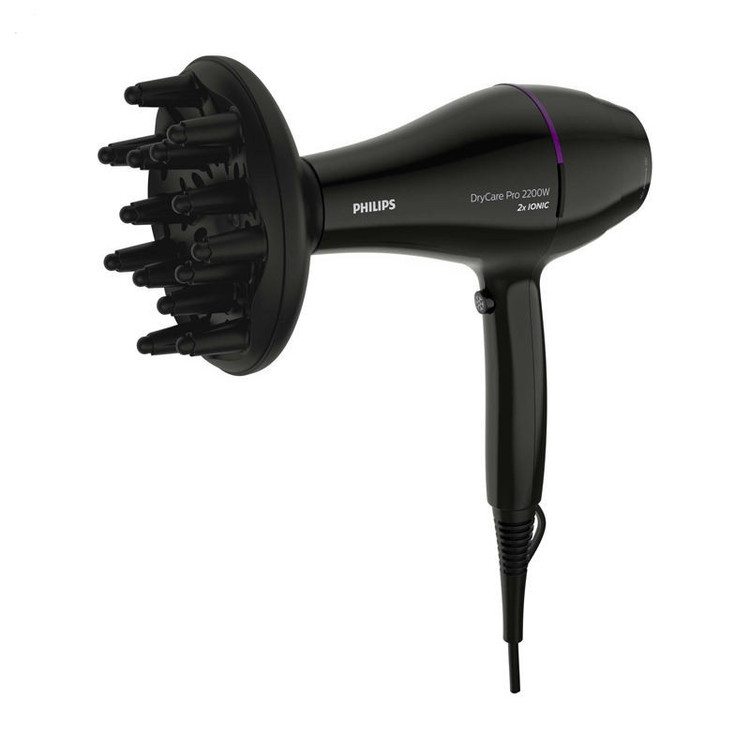 سشوار حرفهای 2200 وات فیلیپس مدل Advanced 2200w، موتور AC، وزن 400 گرم، المنت تیتانیوم، دارای سری دیسپانسر، متمرکزکننده پهن با ویژگی صافکنندگی، حجمدهندگی، با قابلیت فناوری تولید یون