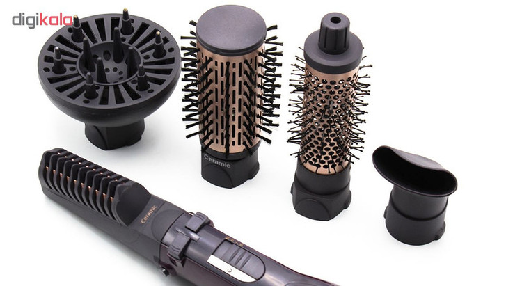 سشوار برسدار چرخشی 1200 وات مک استایلر مدل MC-6651، موتور AC، وزن 400 گرم، المنت سرامیک، دارای سری دیسپانسر با ویژگی فرکنندگی، با قابلیت باد سرد، فناوری تولید یون