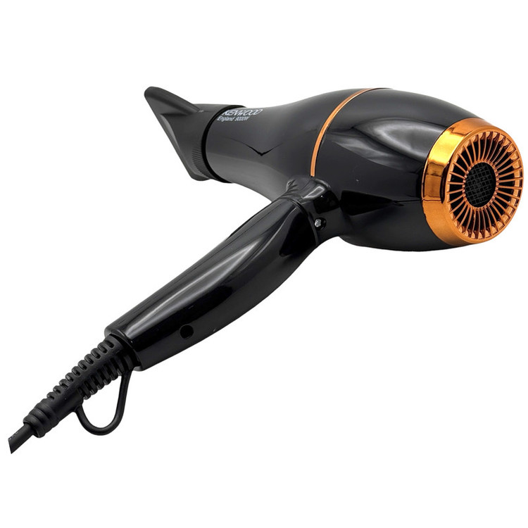 سشوار حرفهای کنوود مدل KW-550 با موتور AC، توان 9000 وات، تنظیمات دما و سرعت دو حالته، سری صافکننده، همراه با متمرکزکننده باریک، وزن 600 گرم، مناسب استفاده حرفهای و آرایشگاهی