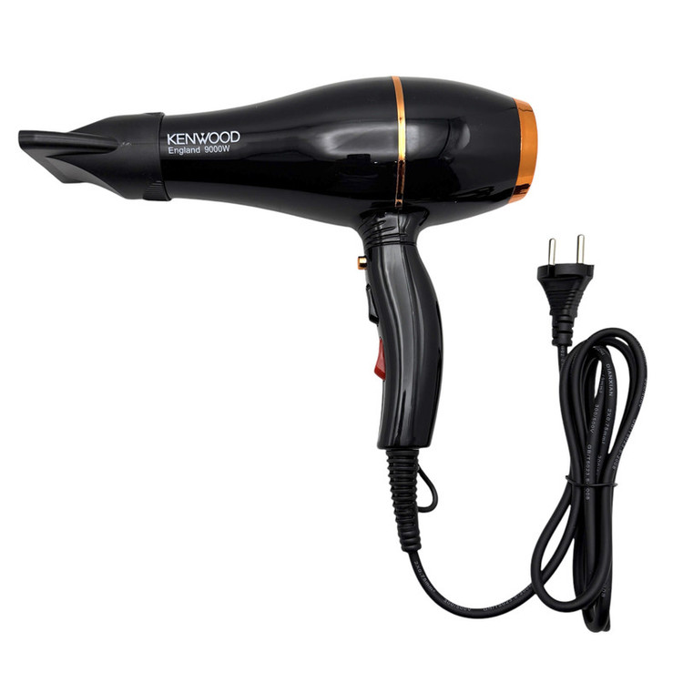 سشوار حرفهای کنوود مدل KW-550 با موتور AC، توان 9000 وات، تنظیمات دما و سرعت دو حالته، سری صافکننده، همراه با متمرکزکننده باریک، وزن 600 گرم، مناسب استفاده حرفهای و آرایشگاهی