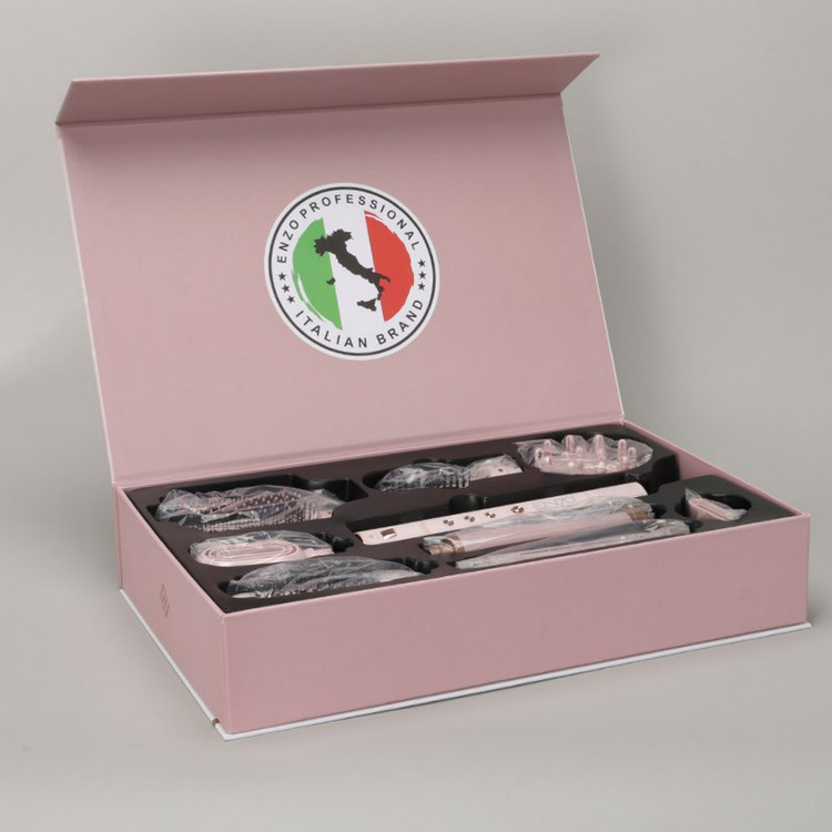 سشوار حرفهای برسدار حالتدهنده انزو پروفیشینال مدل EN-755p 9in1 با توان 1500 وات، فناوری یونی، تنظیمات دما و سرعت قابل تنظیم، 7 سری قابل تعویض، کاهش وز مو، مناسب انواع مو، طراحی ارگونومیک