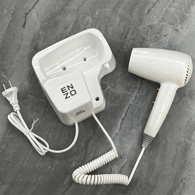 سشوار دیواری خانگی انزو پروفیشینال مدل EN-6005 با موتور AC، توان 1600 وات، تنظیمات دما در سه حالت، تنظیم سرعت در دو سرعته، سری صافکننده و حجمدهنده، وزن 500 گرم