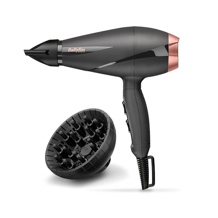 سشوار حرفهای 2100 وات بابیليس مدل 6709DSDE، موتور AC، وزن 600 گرم، المنت سرامیک، دارای سری دیسپانسر، متمرکزکننده باریک با ویژگی صافکنندگی، حجمدهندگی، با قابلیت باد سرد