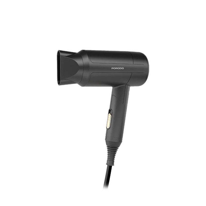 سشوار خانگی پرودو مدل PD-LFST071-BK با توان 1200 وات، تنظیمات دما و سرعت دو حالته، عملکرد یونیزاسیون، خشککنندگی قوی، پخش یکنواخت گرما، کاهش وز مو، دسته تاشو و متمرکزکننده پهن