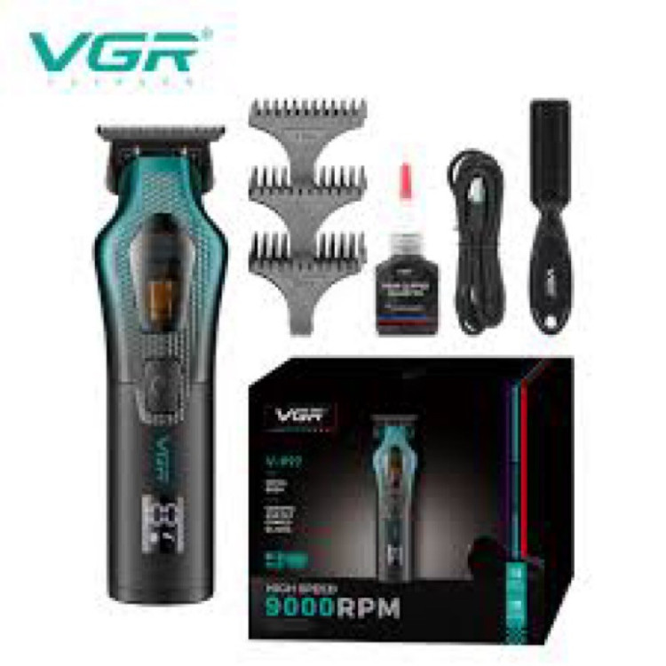 ماشین اصلاح موی سر و صورت وی جی ار مدل V-997 با موتور 11000 دور در دقیقه، باتری لیتیوم یونی 2500 میلیآمپر ساعت، تیغه سرامیک ضد التهاب، قابلیت تنظیم سرعت و نمایشگر میزان شارژ