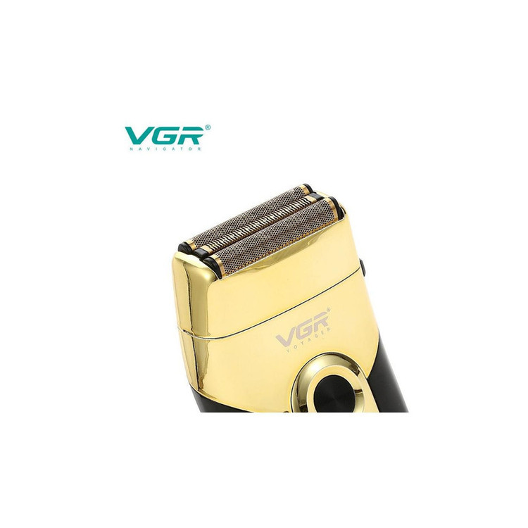 ماشین اصلاح موی صورت وی جی ار مدل V-383 با تیغه استیل پیشرفته، اصلاح فویلی صفر زن، ضد آب، باتری قابل شارژ با 60 دقیقه استفاده، شارژ 90 دقیقه، وزن 550 گرم