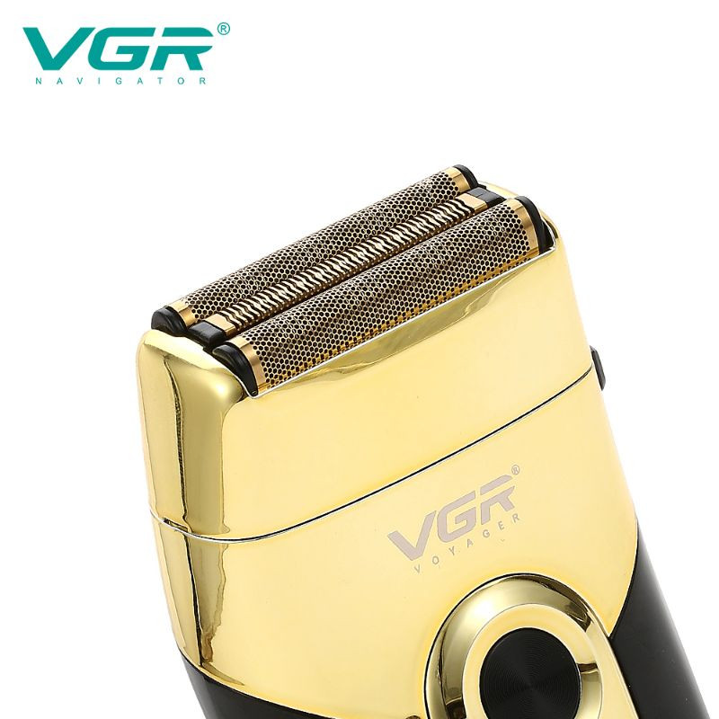 ماشین اصلاح موی صورت وی جی ار مدل V-383 با تیغه استیل پیشرفته، اصلاح فویلی صفر زن، ضد آب، باتری قابل شارژ با 60 دقیقه استفاده، شارژ 90 دقیقه، وزن 550 گرم