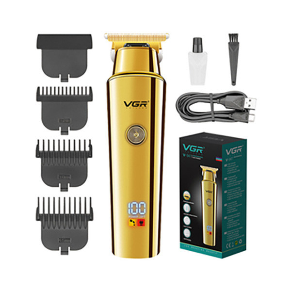 ماشین اصلاح موی سر و صورت وی جی آر مدل V-947 با تیغه استیل ضد زنگ، باتری لیتیوم یونی 2000 میلیآمپر، 500 دقیقه استفاده پس از شارژ، طراحی ارگونومیک و قابلیت اصلاح حجم زن