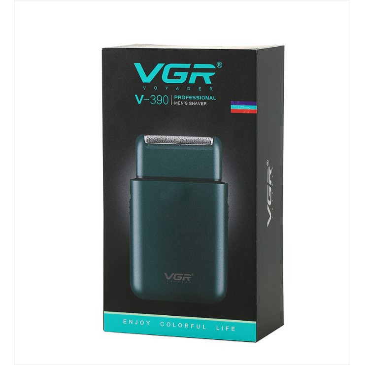 ماشین اصلاح موی صورت وی جی آر مدل V-390 با تیغه استیل ضد زنگ، تکنولوژی شیو فویلی، باتری قابل شارژ با 45 دقیقه زمان استفاده و طراحی ارگونومیک