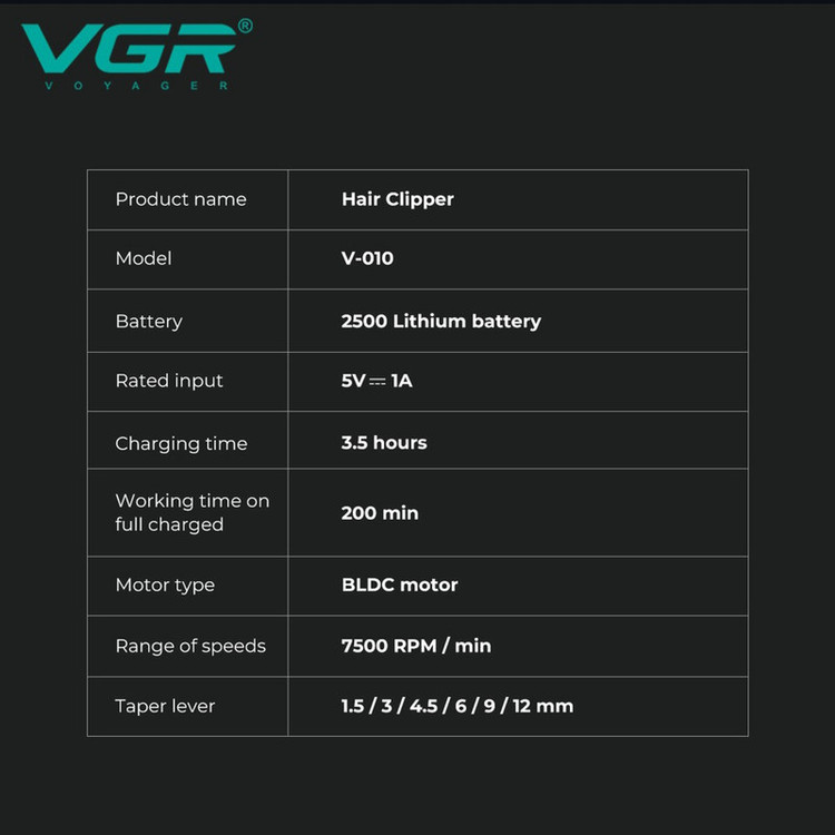 ماشین اصلاح موی سر و صورت وی جی ار مدل v-010