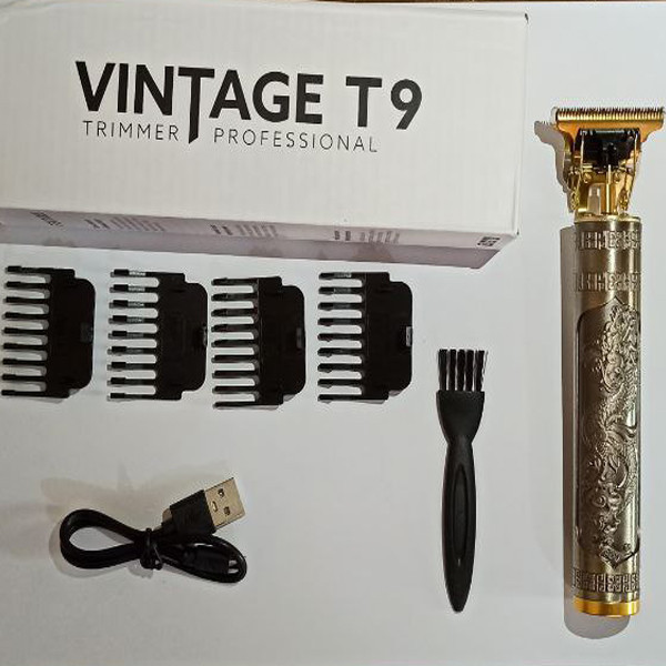 ماشین اصلاح موی سر و صورت شارژی مدل VINTAGE با تیغه استیل ضد زنگ، قابلیت اصلاح صفر و خط زن، باتری 800 میلیآمپر ساعت، پورت شارژ USB، طراحی ارگونومیک و چهار شانه اصلاح 1.5 تا 4 میلیمتری