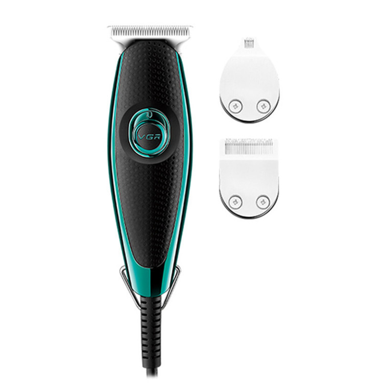 ماشین اصلاح موی سر و صورت وی جی ار مدل V - 099 با تیغه استیل ضد زنگ، قابلیت تنظیم سرعت، موتور قدرتمند، 3 سری مختلف، 5 عدد شانه تنظیم ارتفاع، همراه با برس تمیزکننده، روغن و شانه، منبع انرژی برق