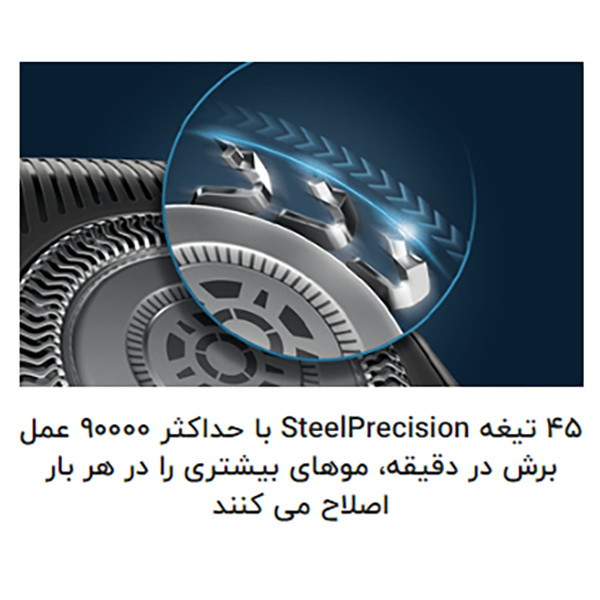 ماشین اصلاح موی صورت و بدن فیلیپس مدل S9985plus با 3 تیغه چرخشی، ضد آب، باتری 1200 میلیآمپر ساعت، فناوری SkinIQ، صفحه نمایش دیجیتال، قفل مسافرتی و ماشین خط زن وان بلید مخصوص پوست حساس