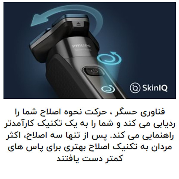 ماشین اصلاح موی صورت و بدن فیلیپس مدل S9985plus با 3 تیغه چرخشی، ضد آب، باتری 1200 میلیآمپر ساعت، فناوری SkinIQ، صفحه نمایش دیجیتال، قفل مسافرتی و ماشین خط زن وان بلید مخصوص پوست حساس