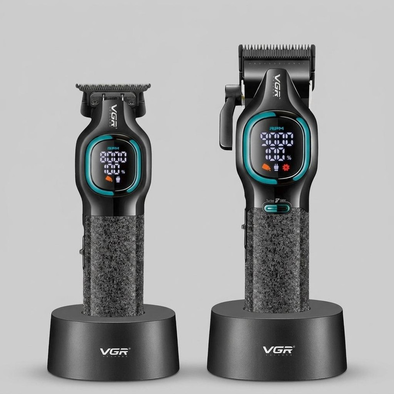 ماشین اصلاح موی سر و صورت شارژی وی جی ار مدل V-886 S2 مجموعه 2 عددی