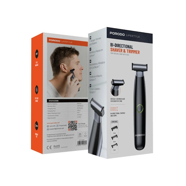 ماشین اصلاح موی صورت شارژی پرودو مدل LFST184 با تیغه استیل ضد زنگ، ضدآب با استاندارد IPX7، باتری لیتیوم-یون با شارژ سریع USB-C و قابلیت استفاده خشک و مرطوب