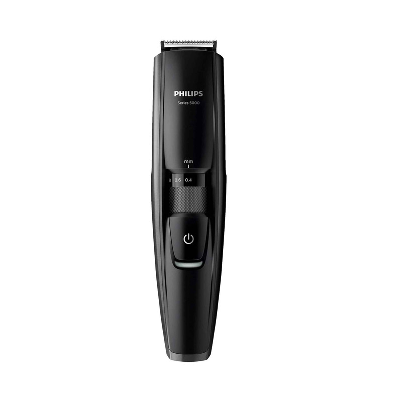 ماشین اصلاح موی صورت فیلیپس مدل BT5200/16 با تیغههای استیل ضدزنگ خود تیزشونده، طول اصلاح 0.4 تا 10 میلیمتر، قابلیت استفاده با باتری و برق، شارژ USB یک ساعته و ضدآب با طراحی ارگونومیک و شانه قابل تنظیم دستی