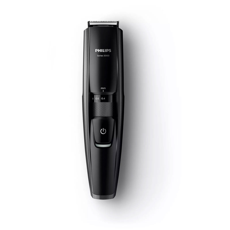 ماشین اصلاح موی صورت فیلیپس مدل BT5200/16 با تیغههای استیل ضدزنگ خود تیزشونده، طول اصلاح 0.4 تا 10 میلیمتر، قابلیت استفاده با باتری و برق، شارژ USB یک ساعته و ضدآب با طراحی ارگونومیک و شانه قابل تنظیم دستی