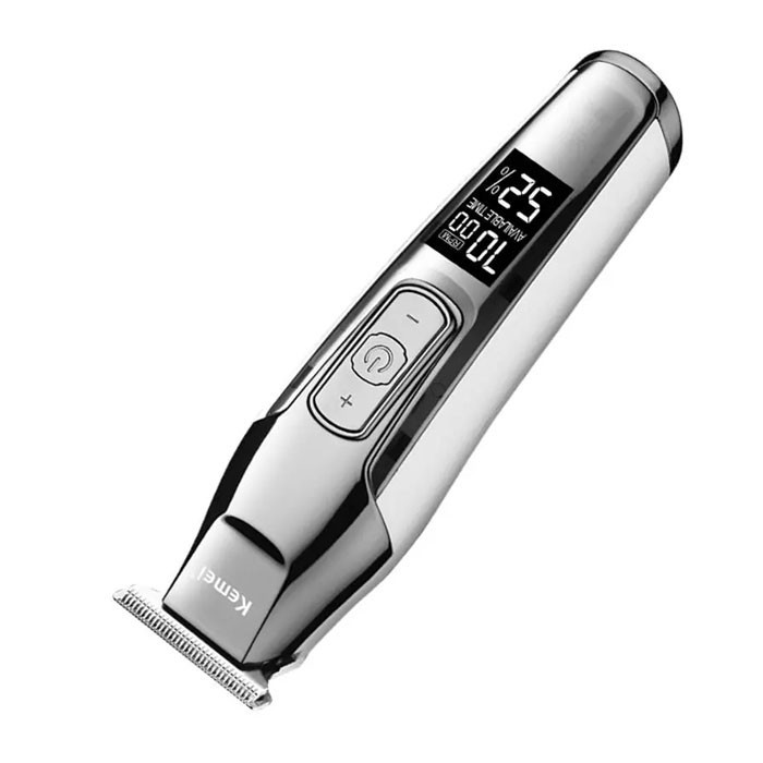 ماشین اصلاح موی سر و صورت کیمی مدل 5027 با باتری قابل شارژ 270 دقیقهای، سرعت موتور 7000 RPM، 4 حالت تنظیم سرعت، 3 عدد شانه قابل تنظیم و نمایشگر وضعیت باتری